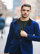 Load image into Gallery viewer, 2018 fashion Slim new army Royal Blue men's wedding suit party dance Smoking Tuxedo Men's casual overalls suit (coat + pants)