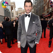 Load image into Gallery viewer, Shawl Lapel Black Velvet Men Suits Smoking Jacket Custom Made Regular Fit Groom Tuxedos Blazer Costume Terno Masculino 2Piece