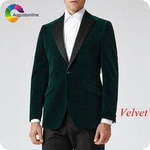 Load image into Gallery viewer, Shawl Lapel Black Velvet Men Suits Smoking Jacket Custom Made Regular Fit Groom Tuxedos Blazer Costume Terno Masculino 2Piece