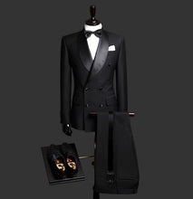 Load image into Gallery viewer, Fashion Dark Grey mens Suit terno masculino 2017 smoking Business Wedding Suits for men Groom kingsman Tuxedo (Jackets+Pants)