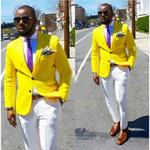 Load image into Gallery viewer, 2017 Latest Coat ivory Double Breasted Wedding Suits for Men Terno Slim Fit mens suit smoking Tuxedo 2 Piece Blazer Masculino
