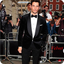 Load image into Gallery viewer, Shawl Lapel Black Velvet Men Suits Smoking Jacket Custom Made Regular Fit Groom Tuxedos Blazer Costume Terno Masculino 2Piece
