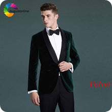 Load image into Gallery viewer, Shawl Lapel Black Velvet Men Suits Smoking Jacket Custom Made Regular Fit Groom Tuxedos Blazer Costume Terno Masculino 2Piece

