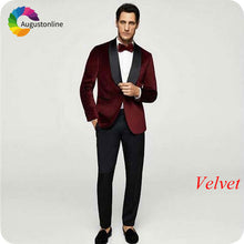 Load image into Gallery viewer, Shawl Lapel Black Velvet Men Suits Smoking Jacket Custom Made Regular Fit Groom Tuxedos Blazer Costume Terno Masculino 2Piece
