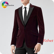 Load image into Gallery viewer, Shawl Lapel Black Velvet Men Suits Smoking Jacket Custom Made Regular Fit Groom Tuxedos Blazer Costume Terno Masculino 2Piece
