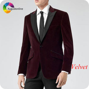 Shawl Lapel Black Velvet Men Suits Smoking Jacket Custom Made Regular Fit Groom Tuxedos Blazer Costume Terno Masculino 2Piece