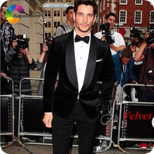 Load image into Gallery viewer, Shawl Lapel Black Velvet Men Suits Smoking Jacket Custom Made Regular Fit Groom Tuxedos Blazer Costume Terno Masculino 2Piece
